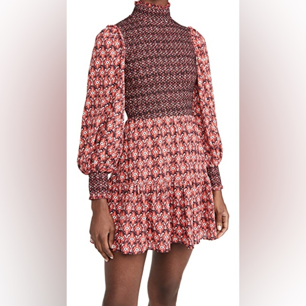 Alice + Olivia Elvira Smock Bodice Tiered Dress